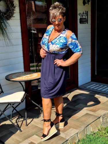 Fashion by Nono Lili ruha, sötétkék-virágmintás