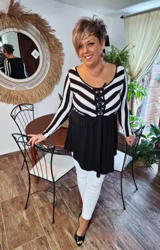 Fashion by Nono Bogi felső, fekete-fehér 2XL méretben