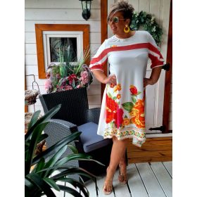 Fashion by Nono Ina ruha, fehér-mintás XL méretben