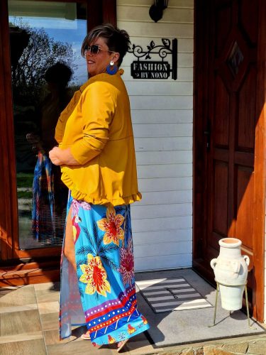 Fashion by Nono Fodros műbőr kabátka, mustár XL méretben