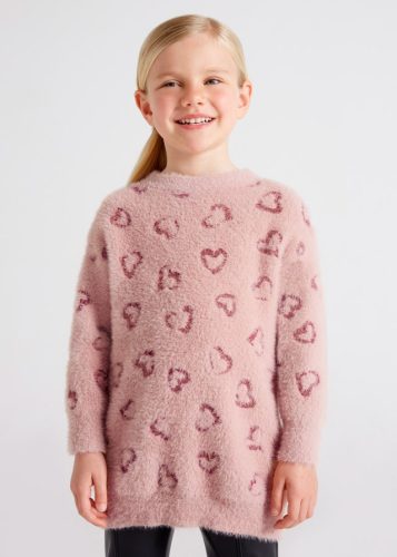Mayoral kislány kötött hosszított pulóver, fehér-mintás