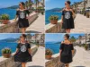 Fashion by Nono Bella ruha matróz mintával, fekete 4XL méretben Előrendelhető, érkezése 05.19.