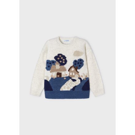 Mayoral mini kislány házikó mintás pulóver, kék