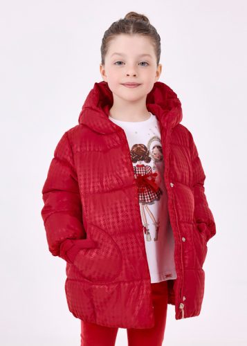 Mayoral mini kislány aprómintás polárral bélelt télikabát, piros