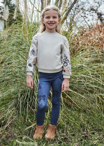 Mayoral mini kislány virágmintás farmerhatású  leggings, kék