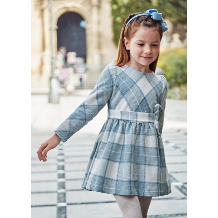 Mayoral mini kislány álomszép kockás alkalmi ruha, világoskék