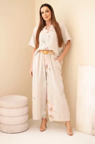 Bloom könnyed szett övvel, bézs