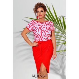 Mirage Mine átlapolt szoknyás ruha, fehér-piros mintás