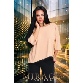 Mirage Linda csipke szegélyes laza felső, bézs