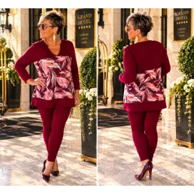Fashion by Nono Lovere felső, mintás-bordó 3XL méretben