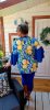 Fashion by Nono Gigi ing, citrom mintás-királykék szegéllyel és fodorral 4XL méretben 