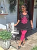 Fashion by Nono Elli felső, fekete-pink horgony mintás XL méretben 
