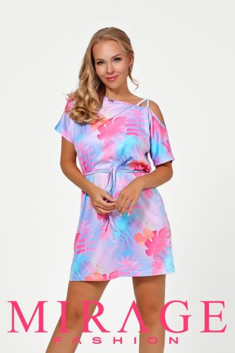 Mirage Apricot pántos ruha, elől-hátul színes mintás