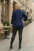 Fashion by Nono Zelda mellnél átlapolt felső, sötétkék XL méretben
