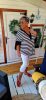 Fashion by Nono Gigi ing, csíkos-fekete szegéllyel és fodorral L méretben 