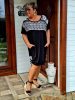 Fashion by Nono Luisa zsebes ruha, fekete-mintás 5XL méretben