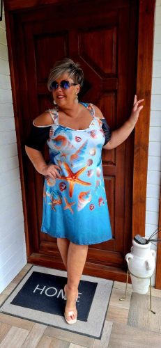 Fashion by Nono Bella ruha, kék-kagyló mintás L méretben