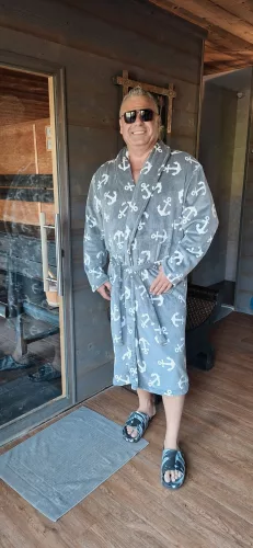 Fashion by Nono Marine unisex köntös, szürke horgony mintás 2XL méretben