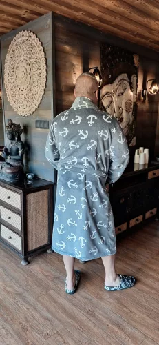 Fashion by Nono Marine unisex köntös, szürke horgony mintás 2XL méretben