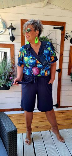Fashion by Nono Shortos overál, sötétkék-mintás 3XL méretben