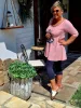 Fashion by Nono Elli felső, púder- horgony mintás L méretben 