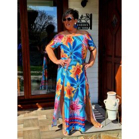   Fashion by Nono Evita maxiruha, világoskék-mintás XL méretben