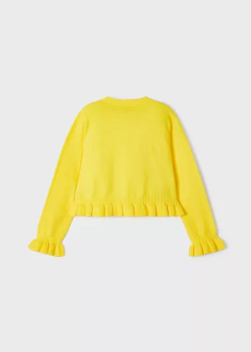 Mayoral kislány gyönyörű fodros kötött kardigán, sárga 116