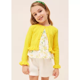   Mayoral kislány gyönyörű fodros kötött kardigán, sárga 98