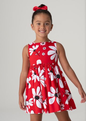 Mayoral kislány csodaszép virágmintás ruha, piros 122