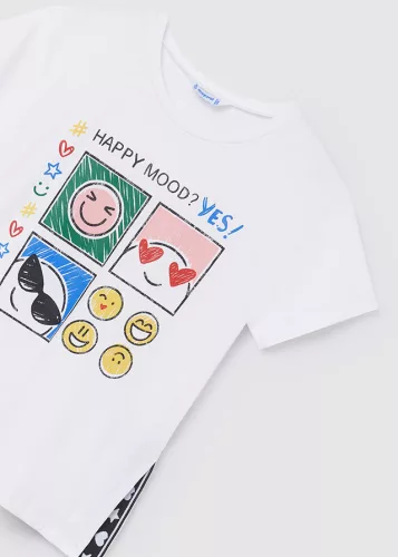 Mayoral emoji mintás rövid ujjú felső és leggings szett, fekete 157