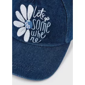  Mayoral lány hímzett virágmintás baseball sapka, farmerkék 54