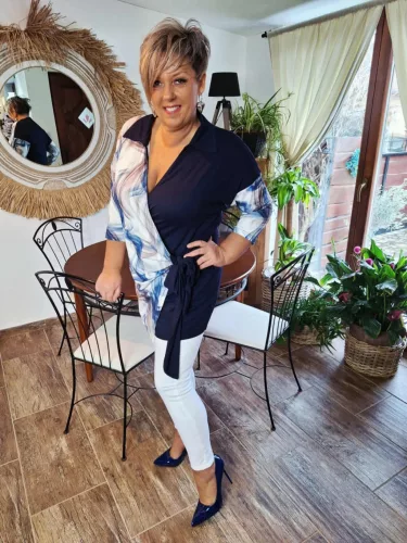 Fashion by Nono Lion átlapolt tunika, sötétkék-mintás XL méretben