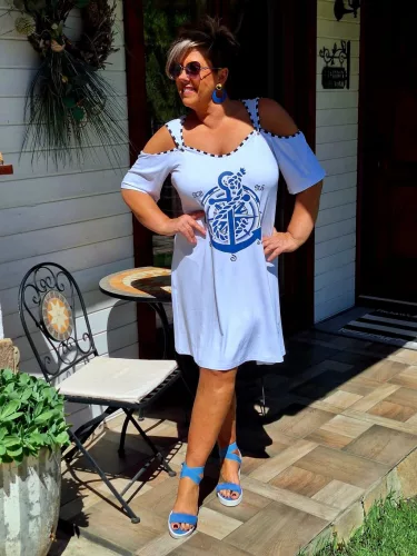 Fashion by Nono Bella ruha matróz mintával, fehér XL méretben Előrendelhető, érkezése 05.19.