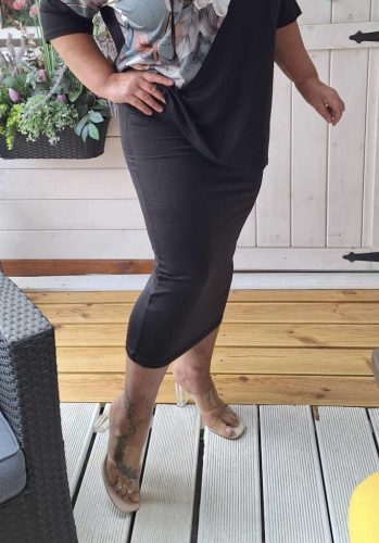 Fashion by Nono hosszú szoknya, fekete 3XL méretben
