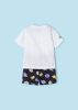 Mayoral kisfiú két részes emoji mintás felső és rövidnadrág szett, fehér-sötétszürke