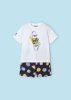 Mayoral kisfiú két részes emoji mintás felső és rövidnadrág szett, fehér-sötétszürke