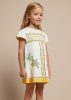 Mayoral kislány különleges mintájú nyári pamutruha, fehér-mézsárga