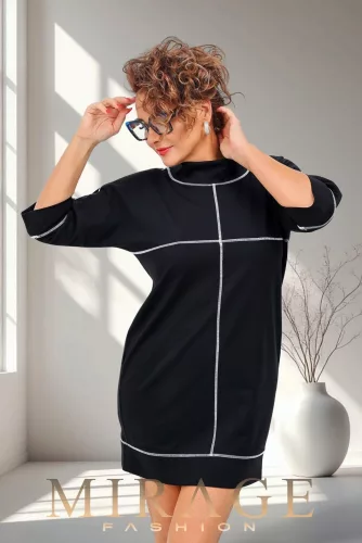 Mirage Szaby díszvarrásos ruha, fekete