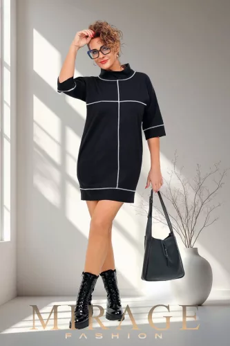 Mirage Szaby díszvarrásos ruha, fekete