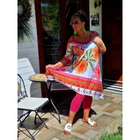   Fashion by Nono Jázmin tunika/ruha, fehér-mintás XL méretben