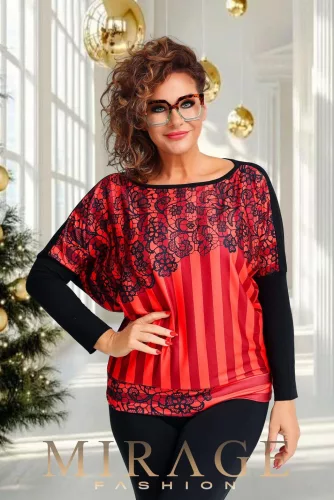 Mirage Druida felső, piros-fekete mintás