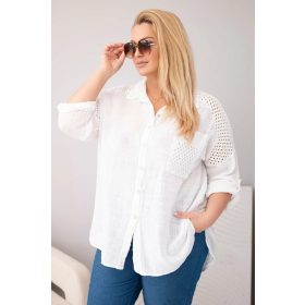 Romantic pamut ing csipkebetéttel, fehér