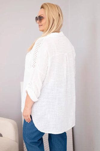 Romantic pamut ing csipkebetéttel, fehér