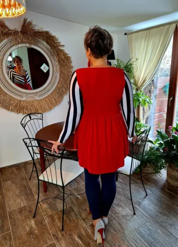 Fashion by Nono Bogi felső, piros-sötétkék 4XL méretben