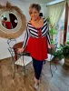 Fashion by Nono Bogi felső, piros-sötétkék 4XL méretben