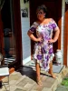 Fashion by Nono Amanda ruha, lila virágmintás-fehér szegéllyel 4XL méretben