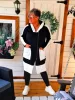 Fashion by Nono Zana kabát/vastag kardigán, fekete-fehér 3XL méretben