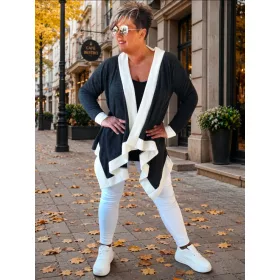   Fashion by Nono Pillangó kardigán, sötétszürke-krém 4XL méretben
