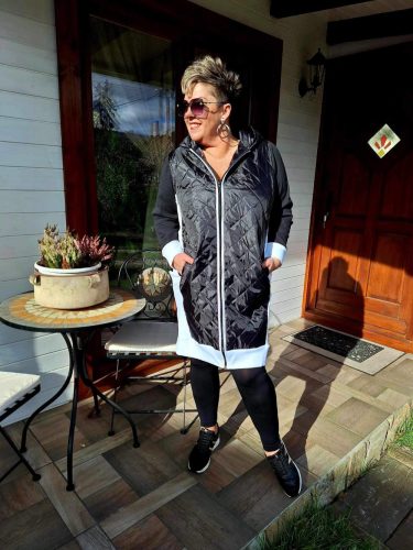 Fashion by Nono Casting átmeneti kabát, fekete-fehér XL méretben