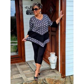   Fashion by Nono Viktória felső, fekete-fehér pöttyös 4XL méretben